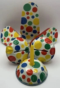 Polka Dot Tin Litho Party Toy Noisemakers Vintage Various Shapes 1970s Set Of 6 - Picture 1 of 24