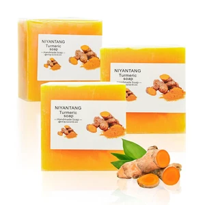 3 PCS Turmeric Soap Bar, Natural Bar Soap for Face & Body, Handmade Tumeric Soap - Picture 1 of 12