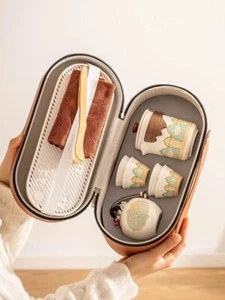 Travel Tea Set Outdoor Portable Ceramic Crack Cup One pot four cups Office Kung - Picture 1 of 5