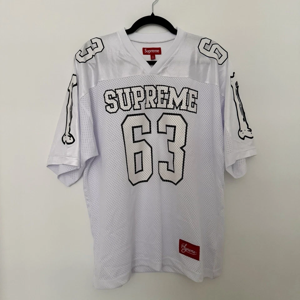 NUEVA Camiseta de Fútbol Supreme Bones Camiseta de Malla Blanca para Hombre Talla Mediana Foto 1 de 4