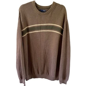 Vintage Brown Green Tan Striped Sweater Men XL Pullover Skater Surfer Grunge Y2K - Picture 1 of 14