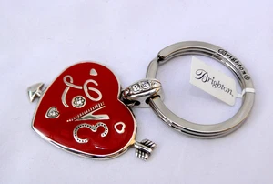 New Brighton Love Heart Silver Red Enamel Crystal Key Fob  Keychain - Picture 1 of 3
