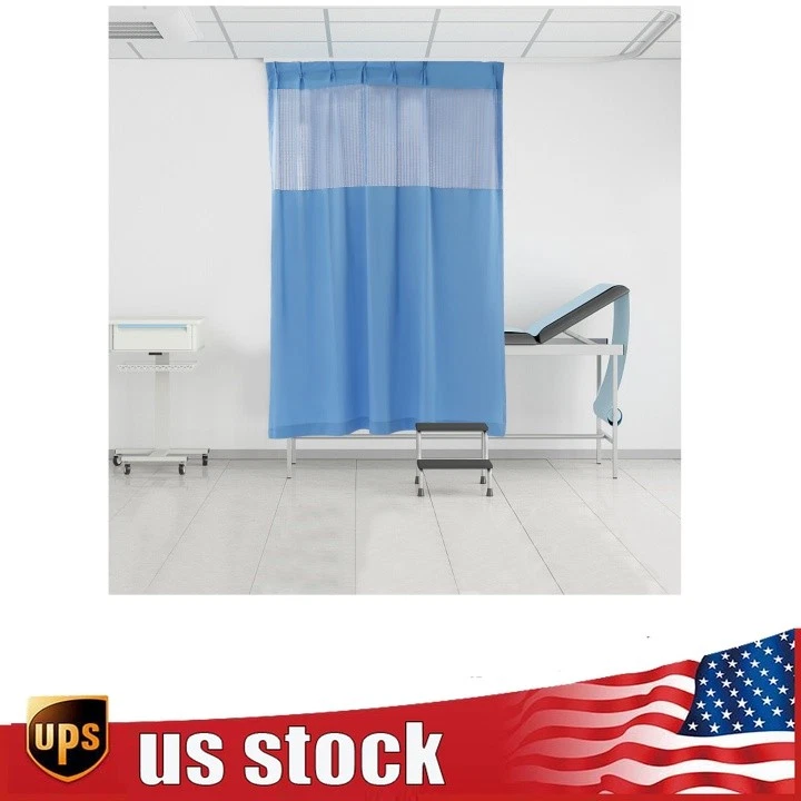 Cortina de privacidad de tela para hospital clínica gancho cortina tejida color azul 7x8 pies Foto 1 de 4