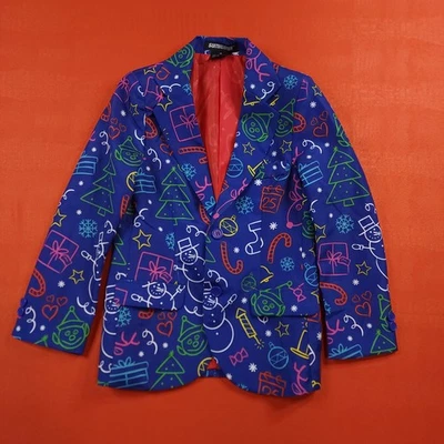 NUEVO SIN ETIQUETAS Suitmeister Niños Navidad Vacaciones Doodle Blazer Chaqueta Talla Mediana 8-10 Foto 1 de 4