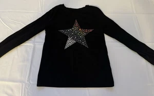 Kleinkind Mädchen schwarzes Langarmshirt mit Stern, Größe M 7/8, Katze & Jack - Bild 1 von 6