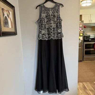 Vestido formal negro para mujer JKara sin mangas con cuentas talla 14 Foto 1 de 4