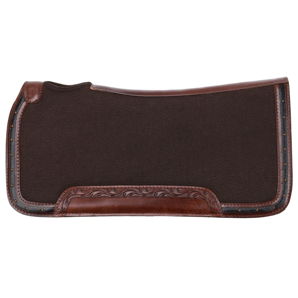 Showman Copper Studs Brown Memory Wool Felt Tooled Wear Leathers Saddle Pad