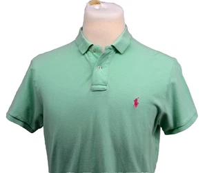 POLO RALPH LAUREN Men's Custom Fit Short Sleeve Polo Shirt SIZE LARGE Green - Picture 1 of 4