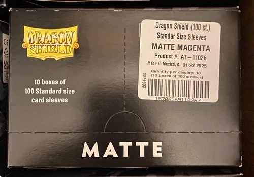 Dragon Shield Mate Magenta 10 PACK CAJA DE EXHIBICIÓN Tamaño Estándar Mangas 100ct Foto 1 de 1