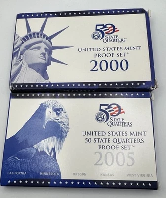 2000 S & 2005 S US MINT Proof Sets Box & Coas - Image 1 of 4