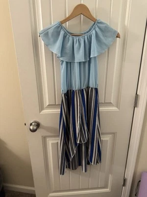 Girls Just Kids Girls Size 12  Blue Stripes Romper Dress - Image 1 of 4