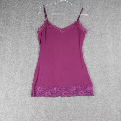 SOMBRA DE OJOS MUJER Y2K MAGENTA PÚRPURA ROSA CORREA AJUSTABLE ENCAJE RIBETE CAMI TALLA L Foto 1 de 4