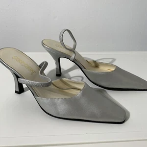 Coup d’etat Leather Mule Slide shoe vintage size 7M Silver - Picture 1 of 11