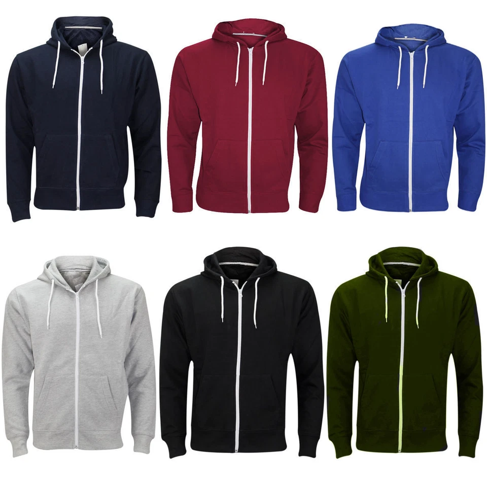 Men American Plain Hood Zipup Jacket Sweatshirt Zipper Hoodies BIG Size 3XL 8XL - Image 1 of 1