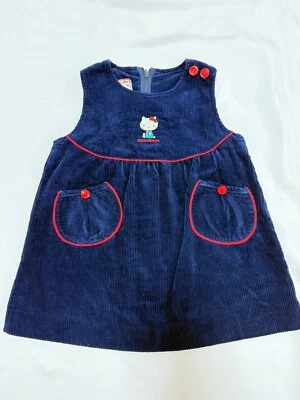 Sanrio Hello Kitty Corduroy Sleeveless One-piece 2T Navy Girls Japan - Image 1 of 4