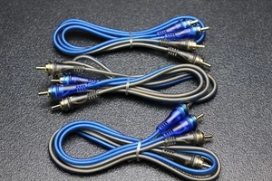 3 PIEZAS 3 FT CABLE RCA AZUL GRIS 2 CANALES COCHE HOGAR AUDIO INTERCONEXIÓN ESTÉREO BLS - Imagen 1 de 4