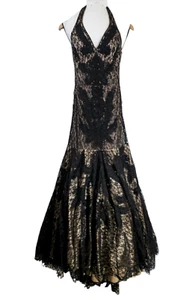 Maxi Vestido de Tul Sue Wong Nocturno Y2K Encaje Con Cuentas Abierto Espalda - Imagen 1 de 24