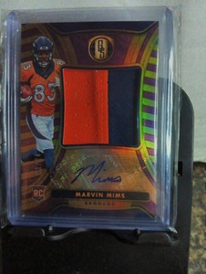 Marvin Mims Rose Gold #RAJ-25 2023 Panini Gold Standard RC Patch Auto #1 of 24