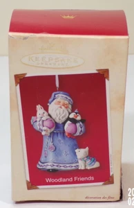 Hallmark Keepsake 2002 adorno de Navidad Woodland Friends azul Santa con caja - Imagen 1 de 11