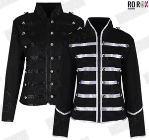 Womens Steampunk Military Parade Jacket - Ladies Goth Punk Rock Long Sleeve Coat - Picture 1 of 7