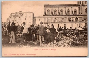 Cartolina d'epoca Napoli Mercato di Erbaggi scena mercato Napoli Italia 1905 vedi - Foto 1 di 2