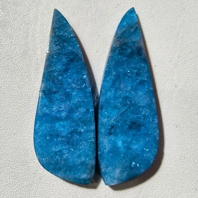 Par de piedras preciosas cabujón apatita azul natural 65,50 quilates 47,8 X 15,2 mm 22 Foto 1 de 3