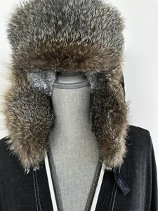Sombrero de aviador Brunello Cucinelli piel zorro terciopelo azul talla S nuevo con etiquetas $2499 - Imagen 1 de 7