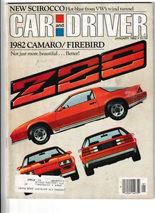 Revista Car and Driver edición de enero de 1982. Cubierta Camaro/Firebird - Imagen 1 de 1