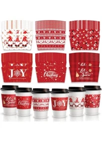 Weihnachten Kaffeetasse Einweg Pappbecher Hüllen - 50 Stück für 12 Unzen bis 20 Unzen - Bild 1 von 1