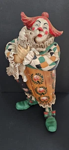 Vtg Jun Asilo Large Figurine Statue Scary Circus Clown w/ Dog Sculpture **READ - Picture 1 of 15