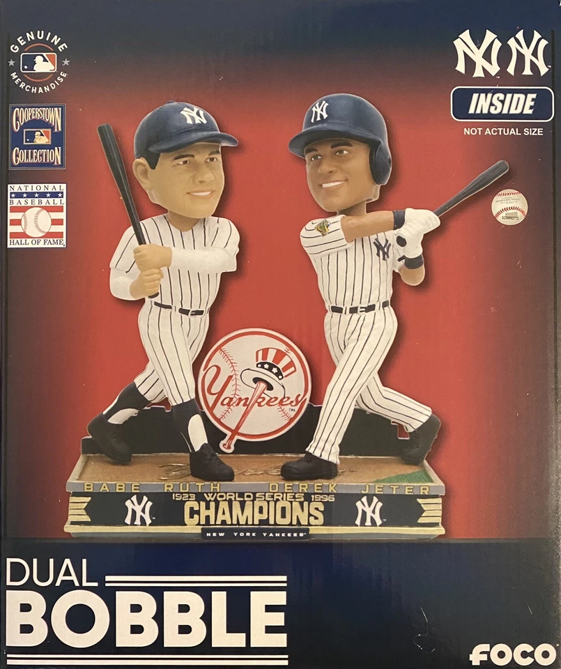 Bobblehead Babe Ruth & Derek Jeter NY Yankees 1923 y 1996 Campeones de la Serie Mundial Foto 1 de 1