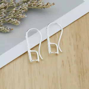 10pcs 925 Silver French Ear Hook Pinch Bail Crystal DIY Making Earring Findings - Picture 1 of 5
