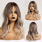 Synthetic Wigs For Women Ombre Brown Blonde Wigs With Bangs Layered Cosplay Wig