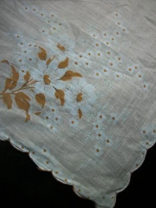 Flower Print Hankie Beige Handkerchief Floral Printed Hanky 1145 - Picture 1 of 7
