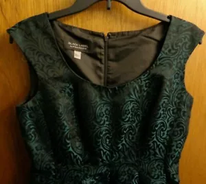 Abito plissettato nero etichetta Evan picone nero verde smeraldo paisley donna 4 34" ch - Foto 1 di 6