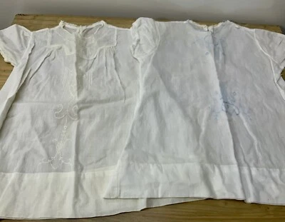2 Vintage embroidery  Baby Dress, slip White Cotton - Image 1 of 4