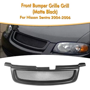 Matte Black Fiberglass Front Bumper Grille Mesh Cover For Nissan Sentra 2004-06 - Picture 1 of 14