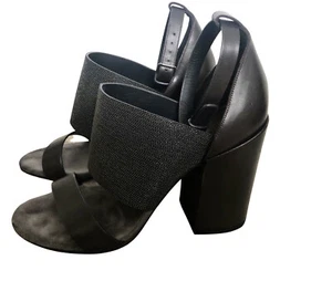 BRUNELLO CUCINELLI  Silver Chain Brown Block Heel Buckle Sandal 37 Like New - Picture 1 of 7