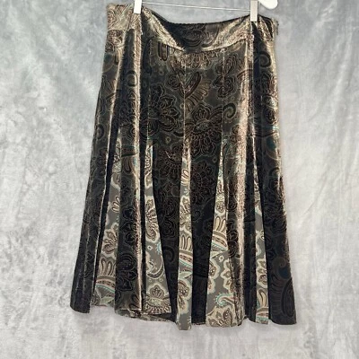 Ann Taylor Loft Paisley Print Velvet with Silk Panels Skirt Size 16 Whimsygoth - Image 1 of 4