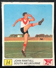 Scarce 1970 Kellogg's Aust Footballers Card - John Rantall South Melbourne 14/48