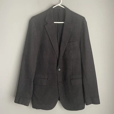 J. Crew Ludlow Slim Fit Unstructured Blazer Men's Size 40L Windowpane Wool Blend - Image 1 of 4