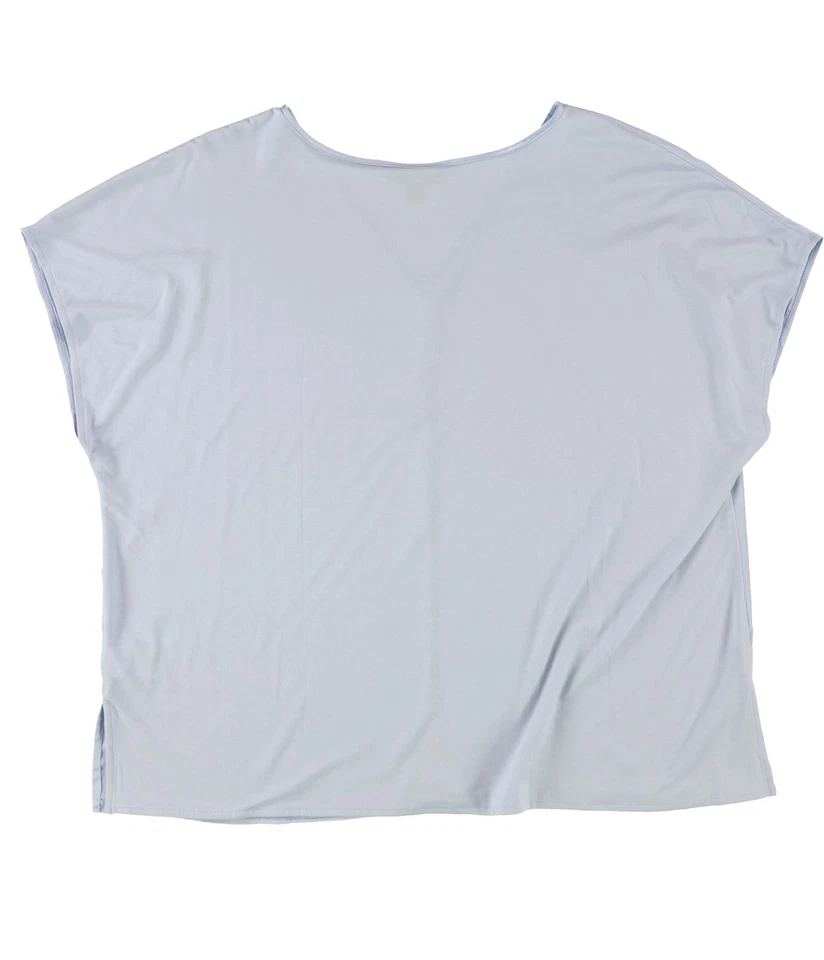 Alfani Women's Emerald Safari Top Short Sleeve V-Neck Blue Size XL