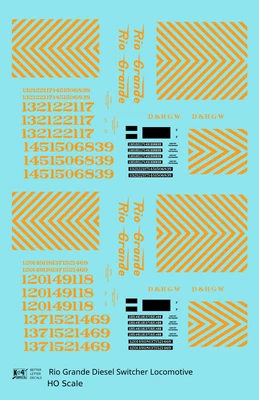 K4 HO Scale Decals Rio Grande DRGW Diesel Switcher Orange - Image 1 of 3