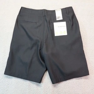 Haggar In Motion Shorts Men 32W Black Flat Front Snap Performance Light - Picture 1 of 8
