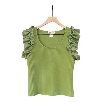 Top tejido de lujo con detalle de tul Bailey 44 en verde helecho talla grande Foto 1 de 4