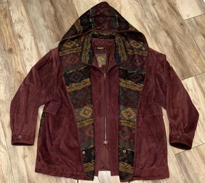 Adventure Bound Suede Western Thinsulate Navajo Aztec Hooded Jacket Size Large - Picture 1 of 24