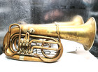 Alte Basstuba Tuba Bariton 1900–1930 3 Drehventile Restaurationsobjekt