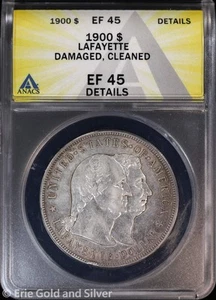 1900 $1 Lafayette Commemorative Silver Dollar ANACS EF 45 Details | XF - Picture 1 of 4