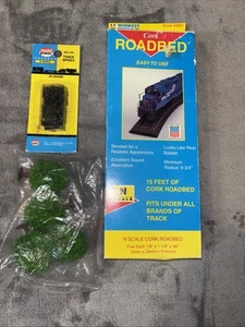 Midwest #3021 Cork Roadbed, Trees & Model Power #246 Track Spikes - Envío gratuito - Imagen 1 de 5