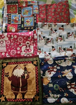 Lote de 6 piezas de tela de algodón navideño diseños mixtos de más de 6 yardas en total  Foto 1 de 4